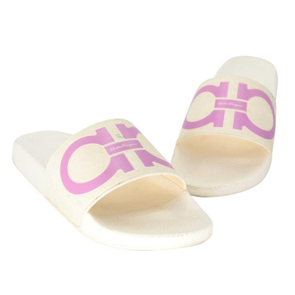 Salvatore Ferragamo Omega Gancini 9 Logo Rubber Slide On Sandals SF-S06013P-0006